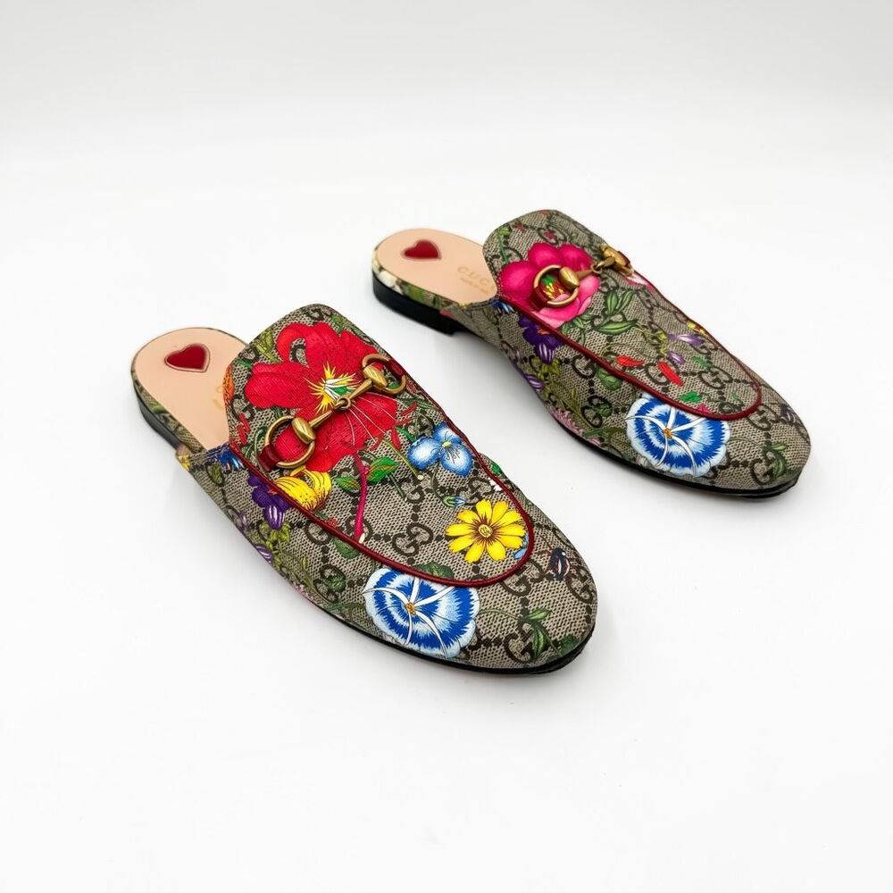 Gucci Princetown GG Horsebit Supreme Canvas Floral Loafers EU 36.5 US 6.5 - Picture 2 of 14